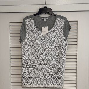Liz Claiborne Gray and White Patterned Blouse